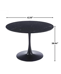 Streamdale Furniture 42.1" Marble Round Tulip Dining Table for 4-6 People