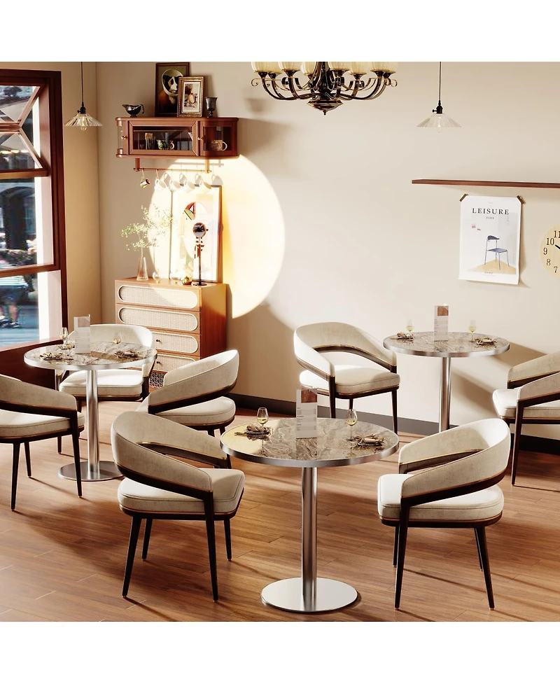 Streamdale Furniture Round Modern Dining Table Faux Marble Top Bistro Tulip Table