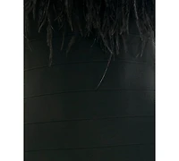Seni & Cade Juniors' Feather-Trim Bandage Strapless Dress