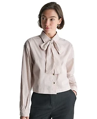 Bcbg Women's Cotton Collared Tie-Neck Blouse
