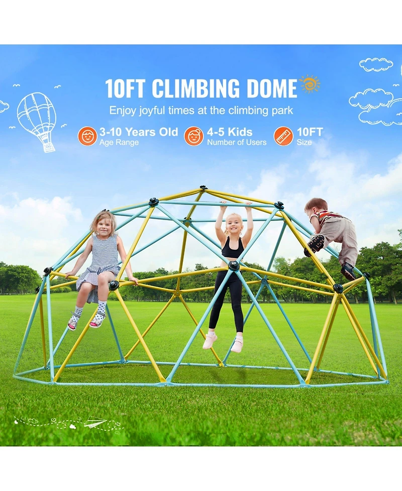 Vevor Climbing Dome 10FT Geometric Dome Climber Jungle Gym for Kids 3-10 Years