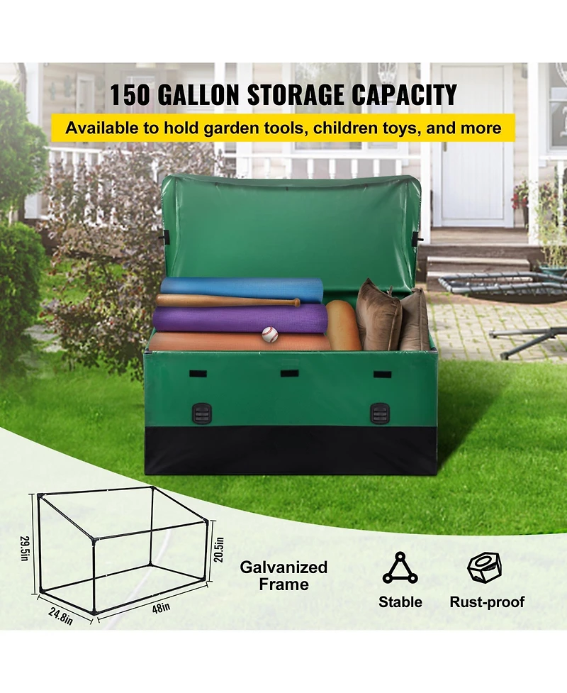 Vevor Outdoor Storage Box Patio Deck Box 150 Gallon Waterproof Pe Tarpaulin