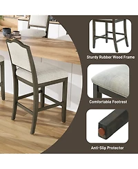 Maison Boucle Counter Height Bar Stools Set of 2, Solid Wood Frame, Upholstered Seat And Back, Curved Backrest