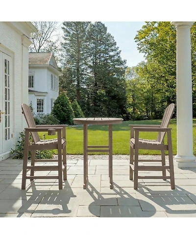 Streamdale 3-Piece Antique Wood Hdpe Indoor/Outdoor Bar Height Bistro Set