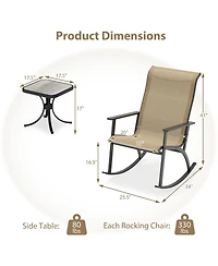 Slickblue Rocking Bistro Set Heavy Duty Chairs with High Back and Wpc Table