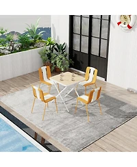 Streamdale Furniture Striped Chairs and Folding Square Table Set