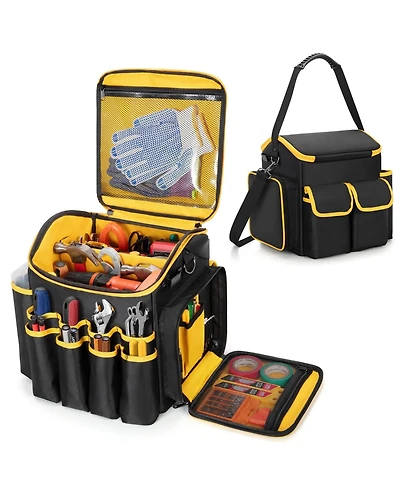 Xdovet Tool Bag Detachable Divider Shoulder Strap Heavy Duty Tote Multiple Pockets