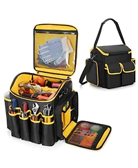 Xdovet Tool Bag Detachable Divider Shoulder Strap Heavy Duty Tote Multiple Pockets