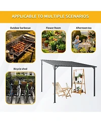 Streamdale Furniture 10' x 10' Galvanized Steel Hardtop Wall-Mounted Pergola Gazebo