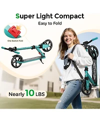 Fed Fitness KS1 Foldable Kick Scooter with Led Light, 6+ Ages, 4 Adjustable Heights, 240 Lbs Max Load, Abec 9 Bearings