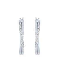 Diamond Crossover Hoop Earrings (1/4 ct. t.w.) in Sterling Silver