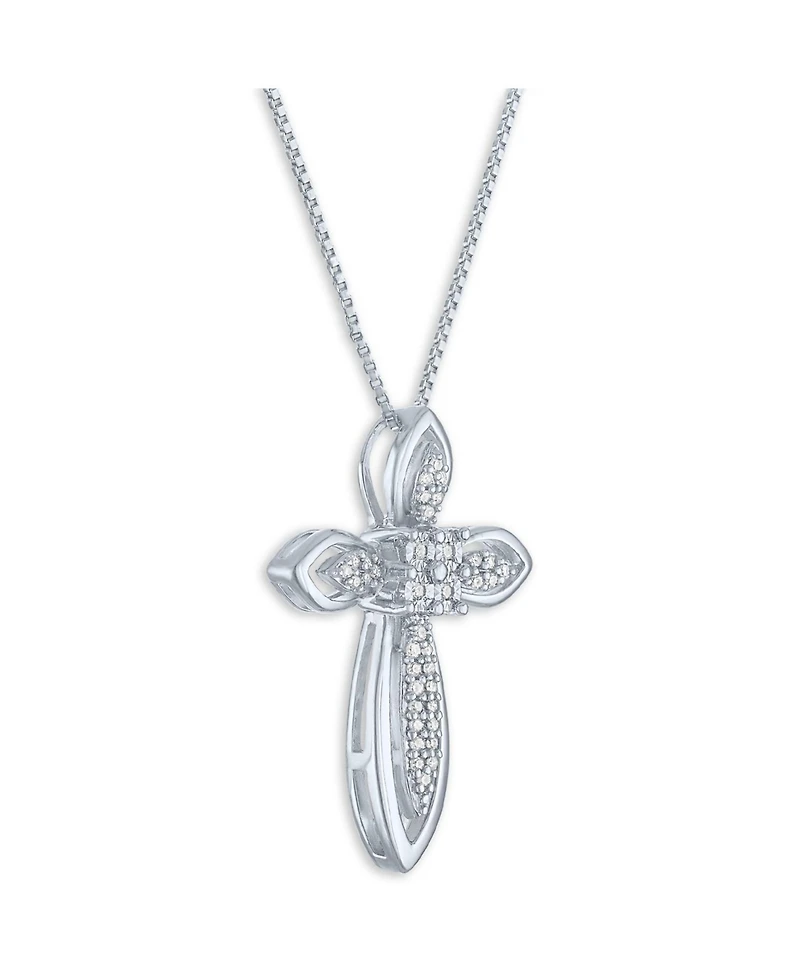 Diamond Fancy Cross Pendant Necklace (1/10 ct. t.w.) in Sterling Silver