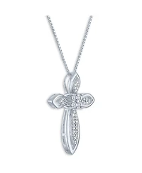 Diamond Fancy Cross Pendant Necklace (1/10 ct. t.w.) in Sterling Silver