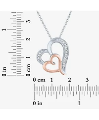 Diamond Double Heart Pendant Necklace in Sterling Silver and 14k Rose Gold (1/10 ct. t.w.)