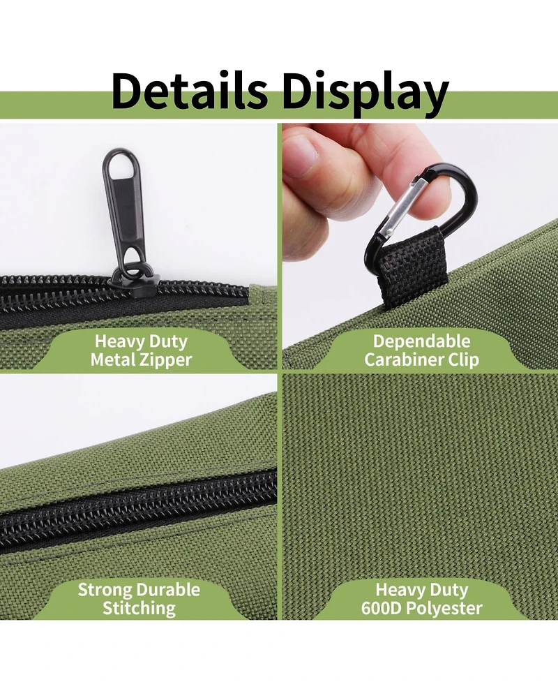 Xdovet Tool Bag Zipper Pouch Utility Organizer Metal Carabiner