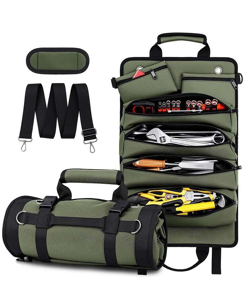 Xdovet Tool Roll Bag Heavy Duty Organizer Detachable Pouches Mechanic Electrician Gift