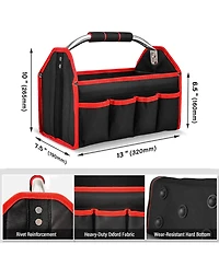 Xdovet Foldable Open Top Tool Bag Stiff Frame Heavy-duty Tote Padded Handle Water-resistant Base Portable Organizer Diy Jobsite TB0001