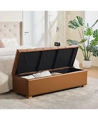 Maison Boucle Storage Ottoman Bench for Bedroom, 60.2" Pu Upholstered with Lid, Tufted Accent Entryway and Living Room