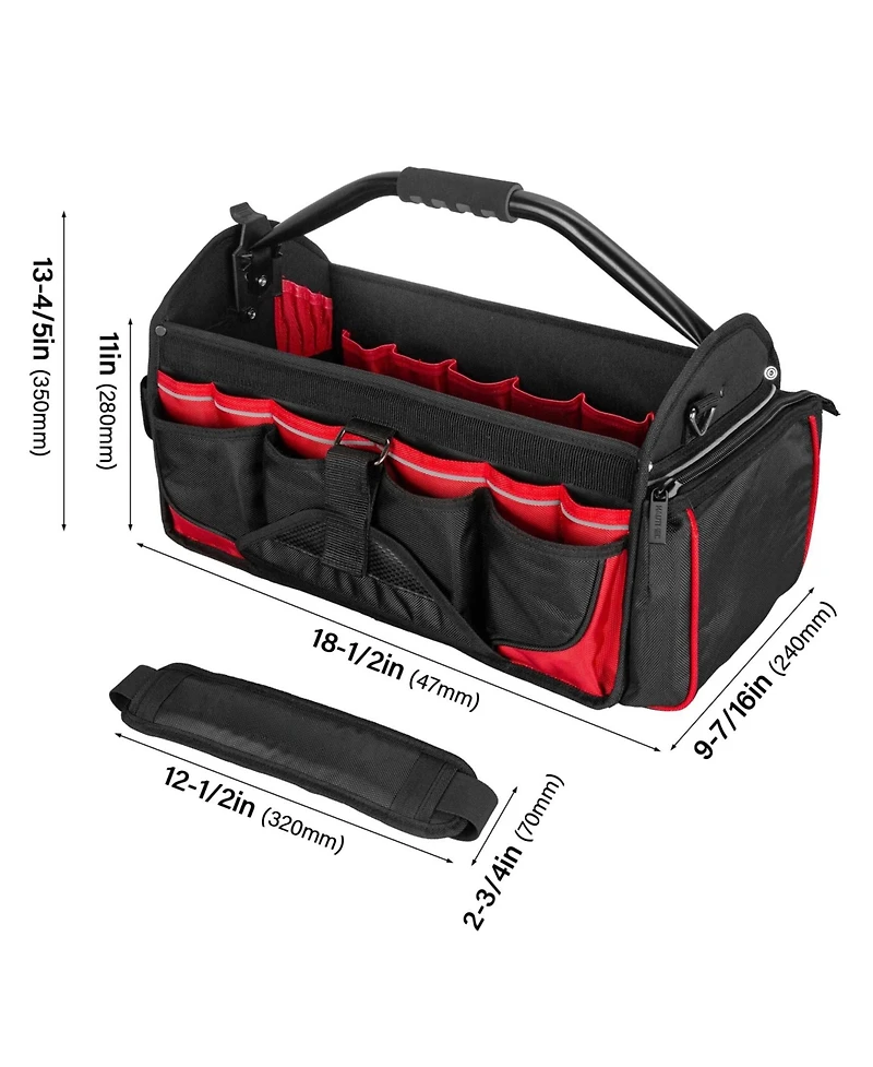 Xdovet Heavy-duty Tool Tote Open Top 39-Pockets Rotating Handle
