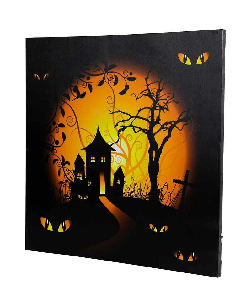 Led Lighted Spooky House Halloween Canvas Wall Art, 19.75" x 19.75"