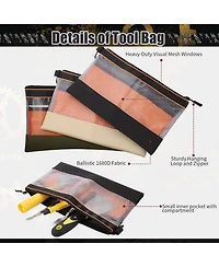 Xdovet Tool Pouch Bags Zipper Mesh Window 6pcs