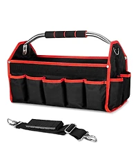 Xdovet Foldable Tool Tote Bag Stiff Frame 16-Pockets Padded Handle Water-resistant Base