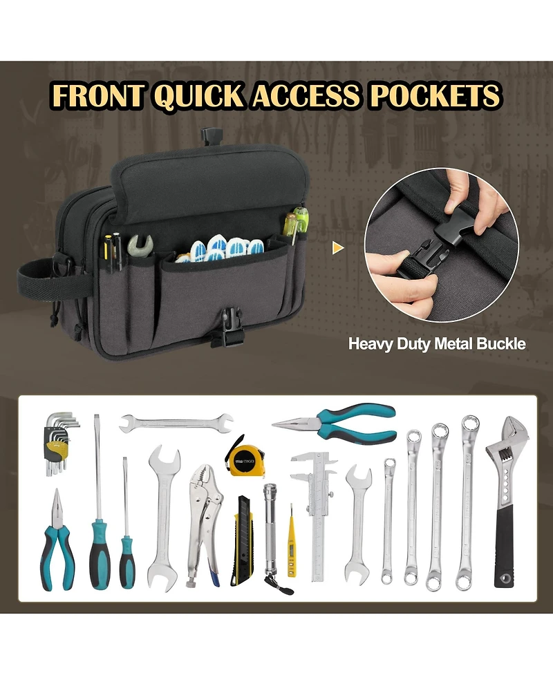 Xdovet Canvas Tool Pouch Zipper Organizer Bag Electrician Utility