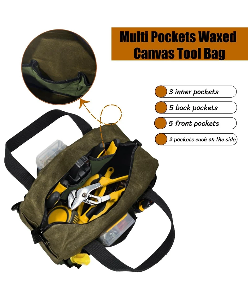 Xdovet Waxed Canvas Tool Bag Organizer Tote