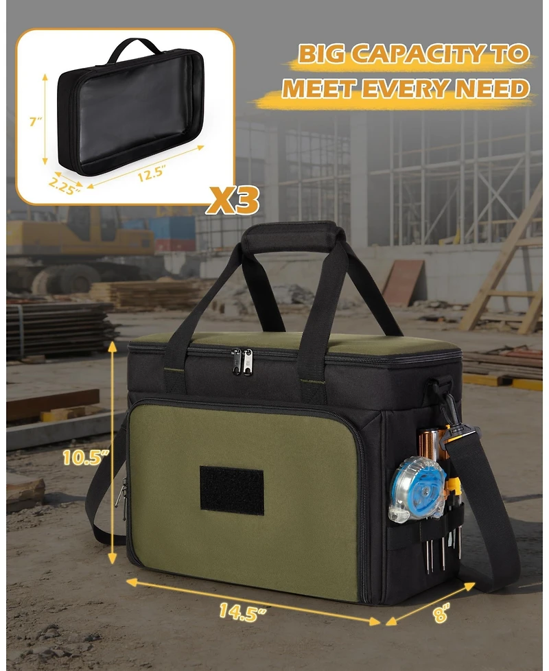 Xdovet 2 Layers Tool Bag With Window Removable Cases Heavy Duty Tote Molle Webbing Detachable Shoulder