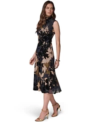 Donna Karan New York women's Printed Velvet Burnout Midi Dress
