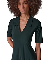 Donna Karan Weekend Women's V-Neck A-Line Midi Dress with Pockets