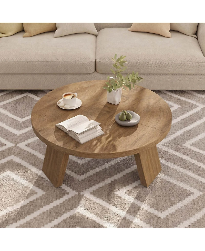Gaomon 33.5" Round Coffee Table, Modern Center Table with Inclined Legs, Accent Small Cocktail Tables for Living Room, Bedroom, Easy Assembly