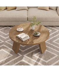 Gaomon 33.5" Round Coffee Table, Modern Center Table with Inclined Legs, Accent Small Cocktail Tables for Living Room, Bedroom, Easy Assembly