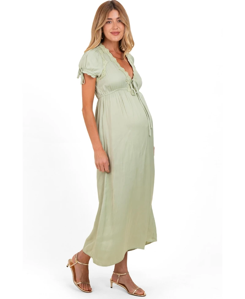 Pinkblush Women's Sage Satin Lace Detail Maxi Dress