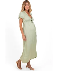 Pinkblush Women's Sage Satin Lace Detail Maxi Dress