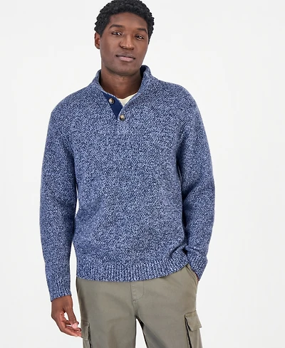 Sun + Stone Men's Mock Neck Quarter-Placket Sweater, Macy's Exclusive