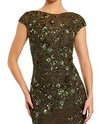 Mac Duggal Women's Sequin Embellished Scoop Neck Sheath Gown