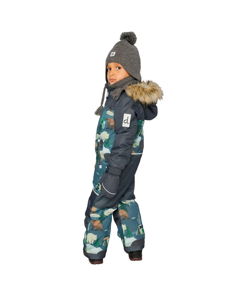 Deux par Deux Little and Big Boy ( 6 To 8 ) One Piece Discover Snowsuit Bear Print