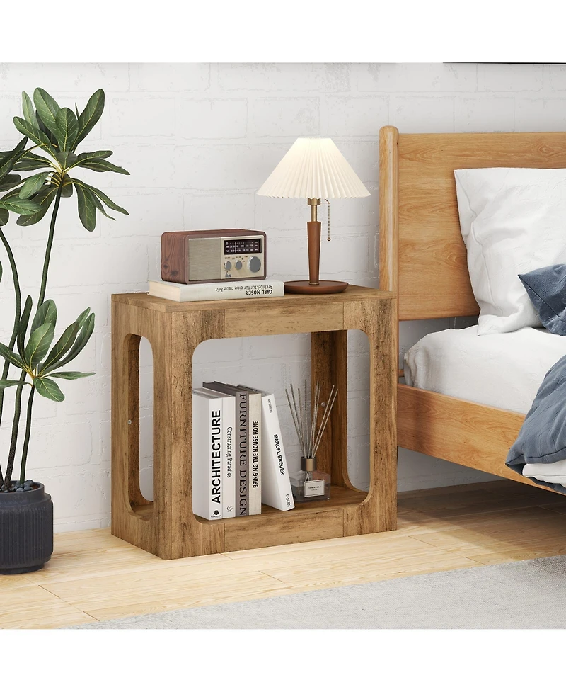 Slickblue Modern 2-Tier End Table with Shelf for Living Room Organization