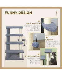 Ruie 4-Level Cat Steps with Sisal Scratching Posts for High Beds