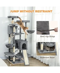 Ruie 69 Inch Cat Tree Tower with 2 Condos 3 Hammocks and 8 Scratching Posts