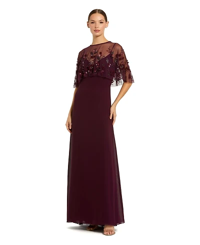 Mac Duggal Women's Sleeveless Gown With Embellished Cape