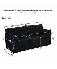 Clihome 73 Inch Convertible Sofa Bed 3-in-1 Pull Out Corduroy Couch with Usb Port Side Pocket
