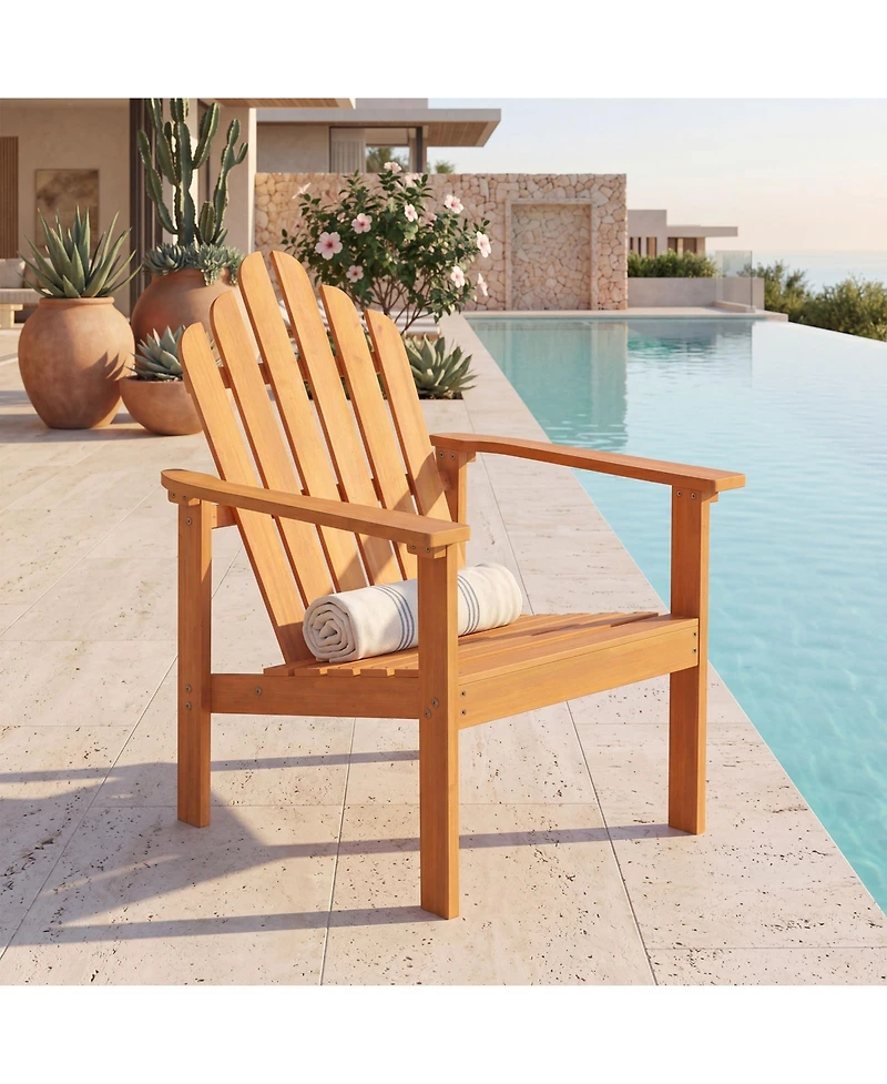 Gymax 4 Piece Stackable Adirondack Chairs with Slatted Backrests and Seats Built-in Armrests