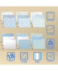 Danrong Decorative File Folders Floral Paisley Solid Heavyweight Laminated Tabs 18 Pack