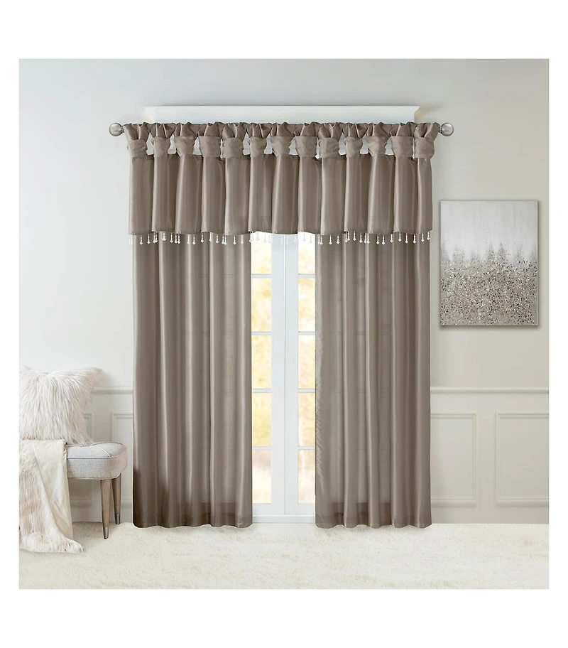 Avobird Twist Tab Lined Window Curtain Panel Pewter 50x120