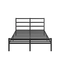Lucky One Full Size Foldable Platform Bed Frame with Headboard, Heavy Duty Metal Slats, Noise-Free