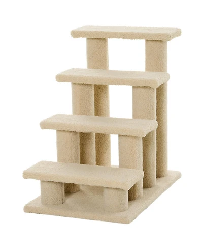 Ruie 25 in 4 Step Carpeted Cat Stairs with Sisal Scratching Posts