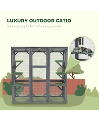 Ruie Large Outdoor Catio Cat House with 6 Jumping Platforms
