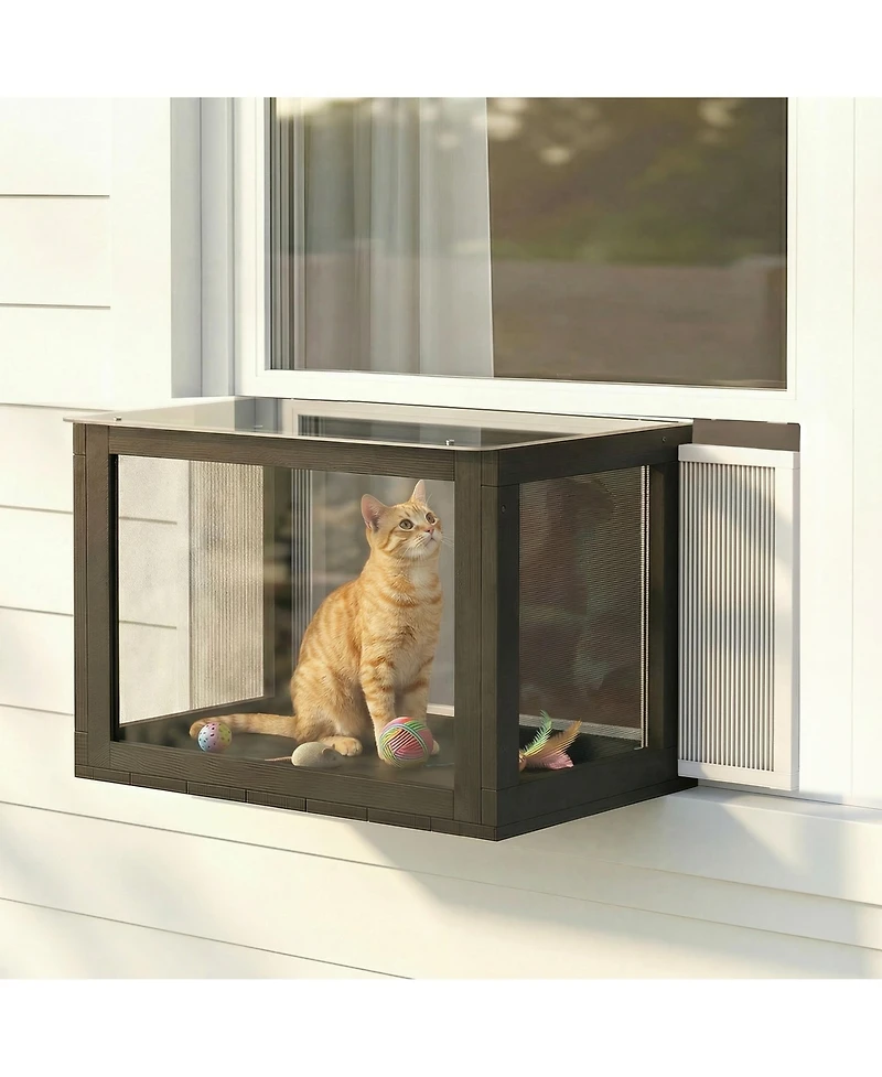 Ruie Window Mounted Outdoor Catio Cat Enclosure with Acrylic Top